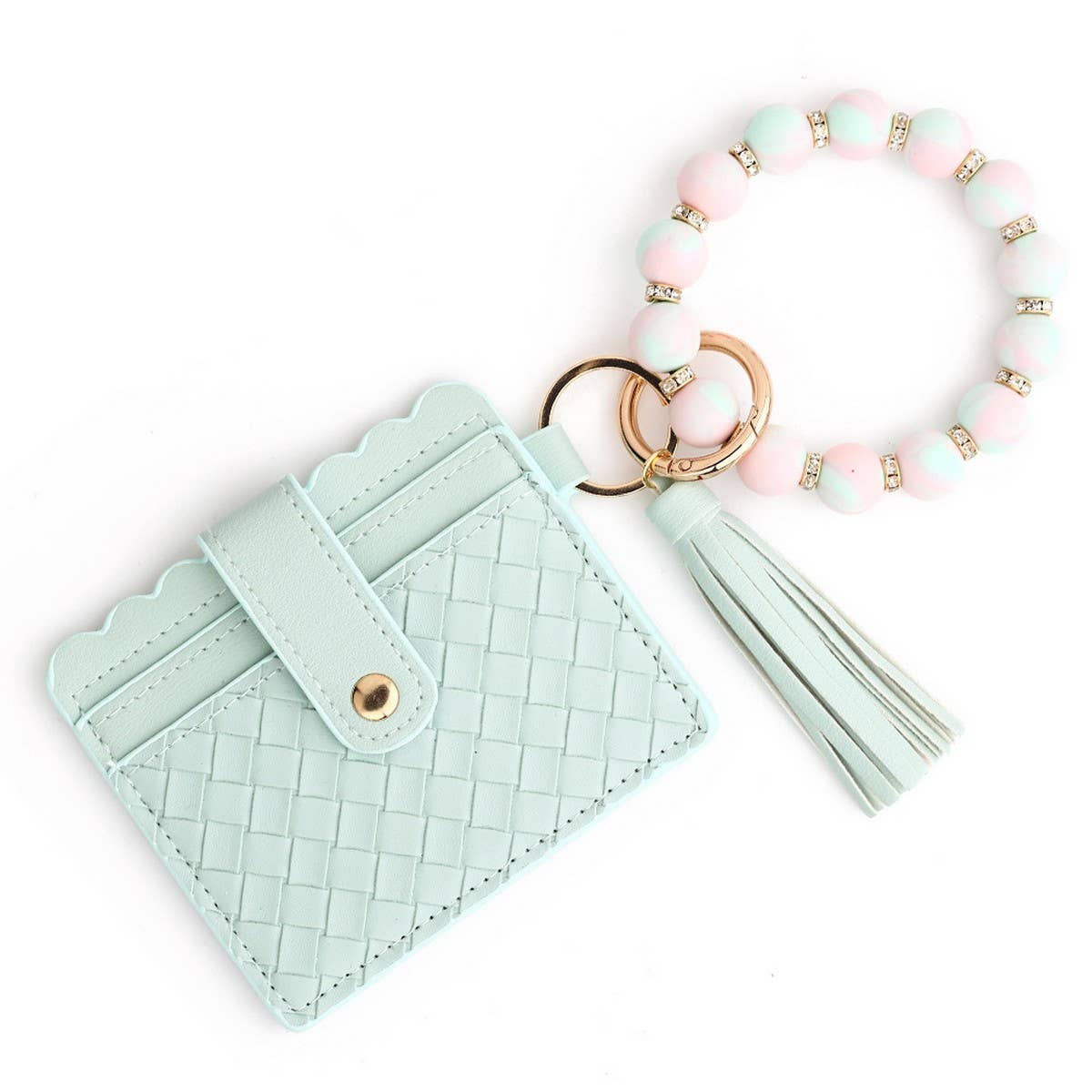 Woven Card Holder with Silicone Bead Keychain_CWAB4961