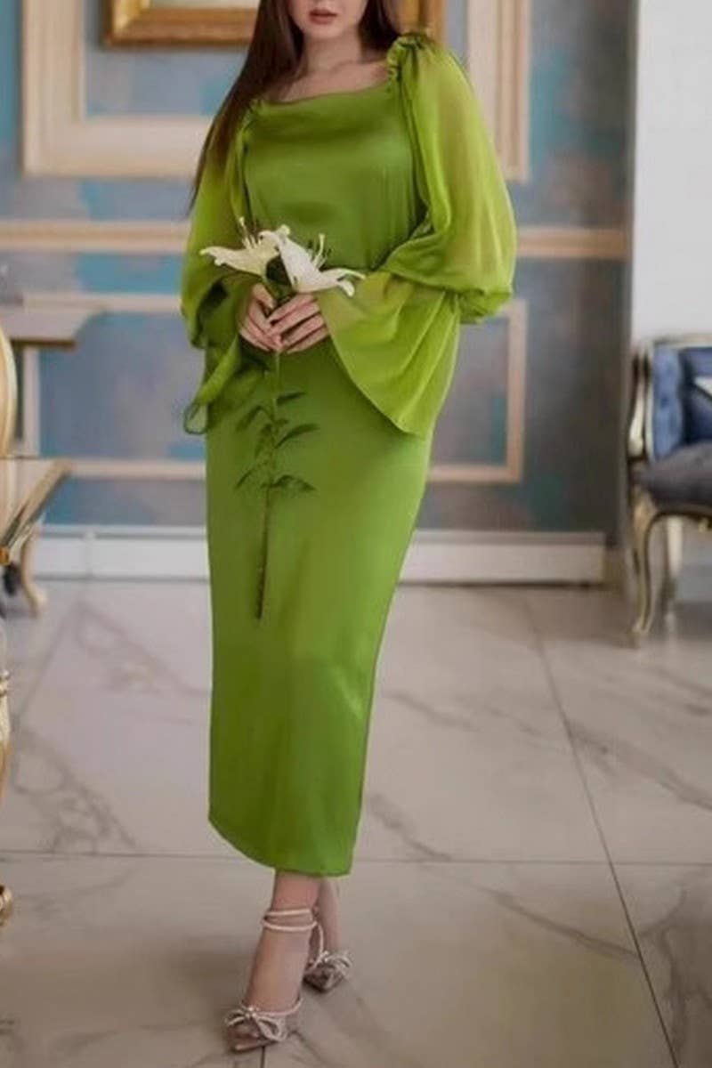 CWDMD01219_FOREST-STYLE FLOWING LONG-SLEEVED CHIFFON DRESS