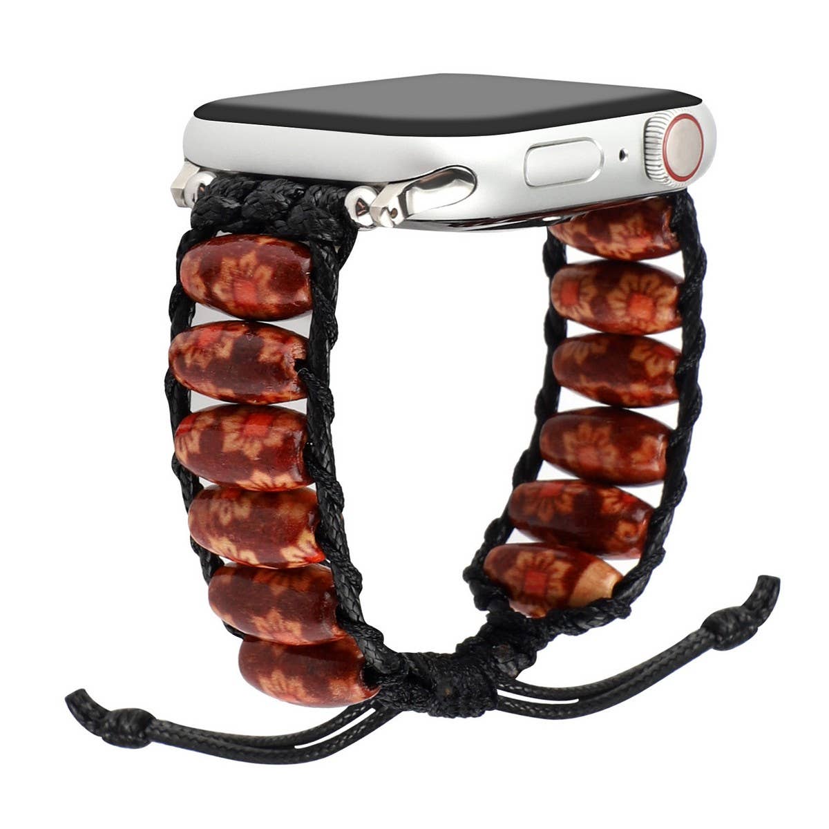 IWATCH9 WOODEN BEADS WAX ROPE STRAP Apple Watch9-1