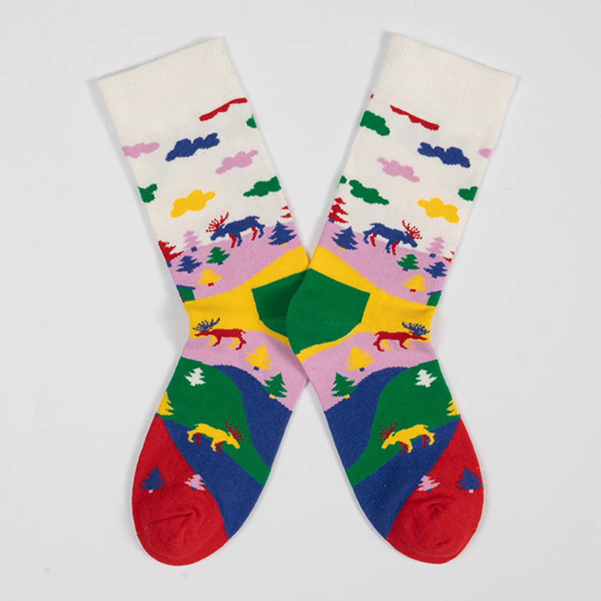 COLORFUL PATTERN COUPLE MID SOCKS