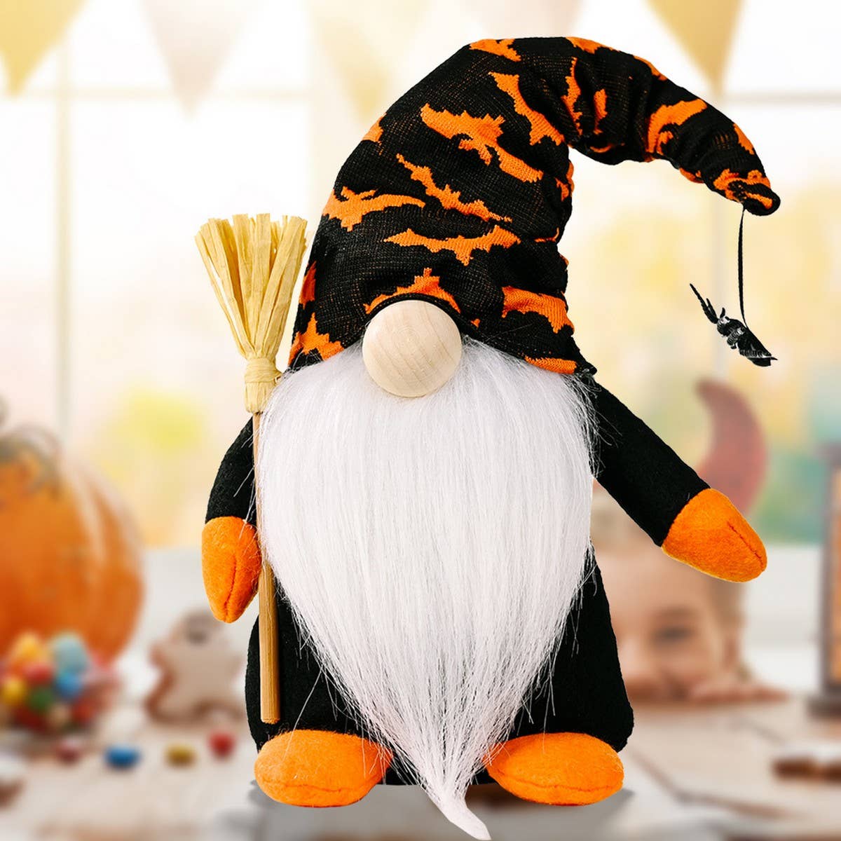 CWMM10246_HALLOWEEN STANDING BROOM RUDOLF DOLL DECORATION