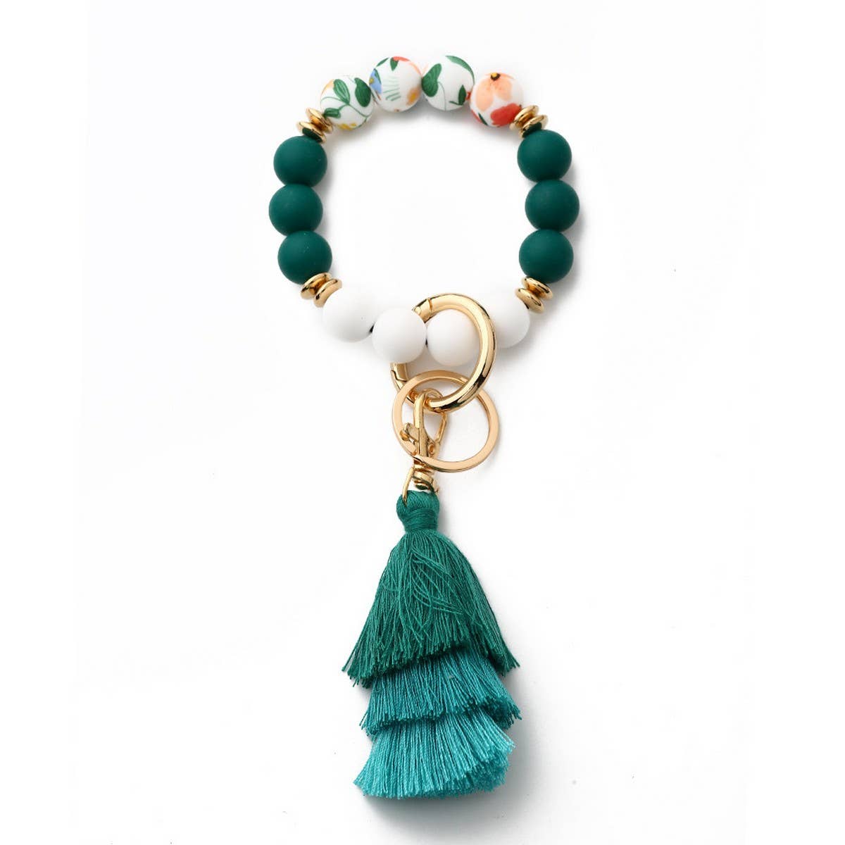 Bohemian Tassel Silicone Bead Bracelet with Prints_CWAB5019