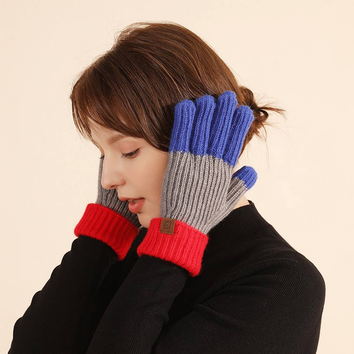 NEW WINTER LONG CONTRASTING TOUCH SCREEN GLOVES_CWAG0382