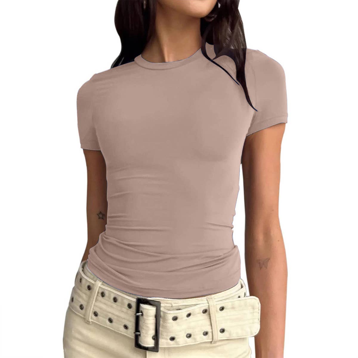 Solid-color slimming milk silk brushed undershirt