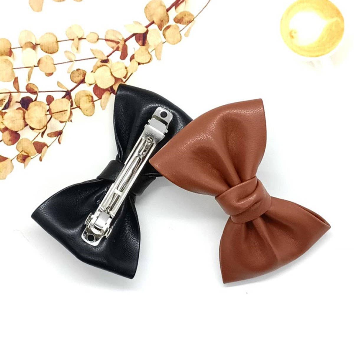 Classic PU Leather Large Bow French Hair Clip