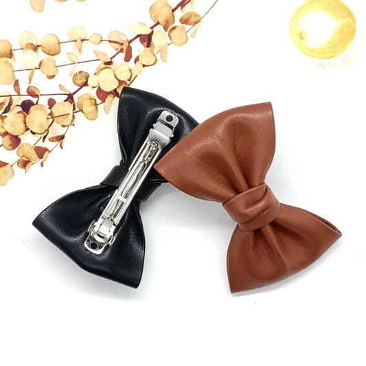Classic PU Leather Large Bow French Hair Clip