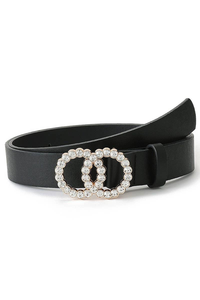 BEADS DETAIL DOUBLE O RING TRENDY LEATHER BELT_CWABE024