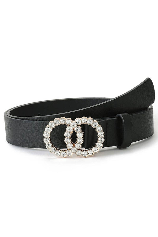 BEADS DETAIL DOUBLE O RING TRENDY LEATHER BELT_CWABE024