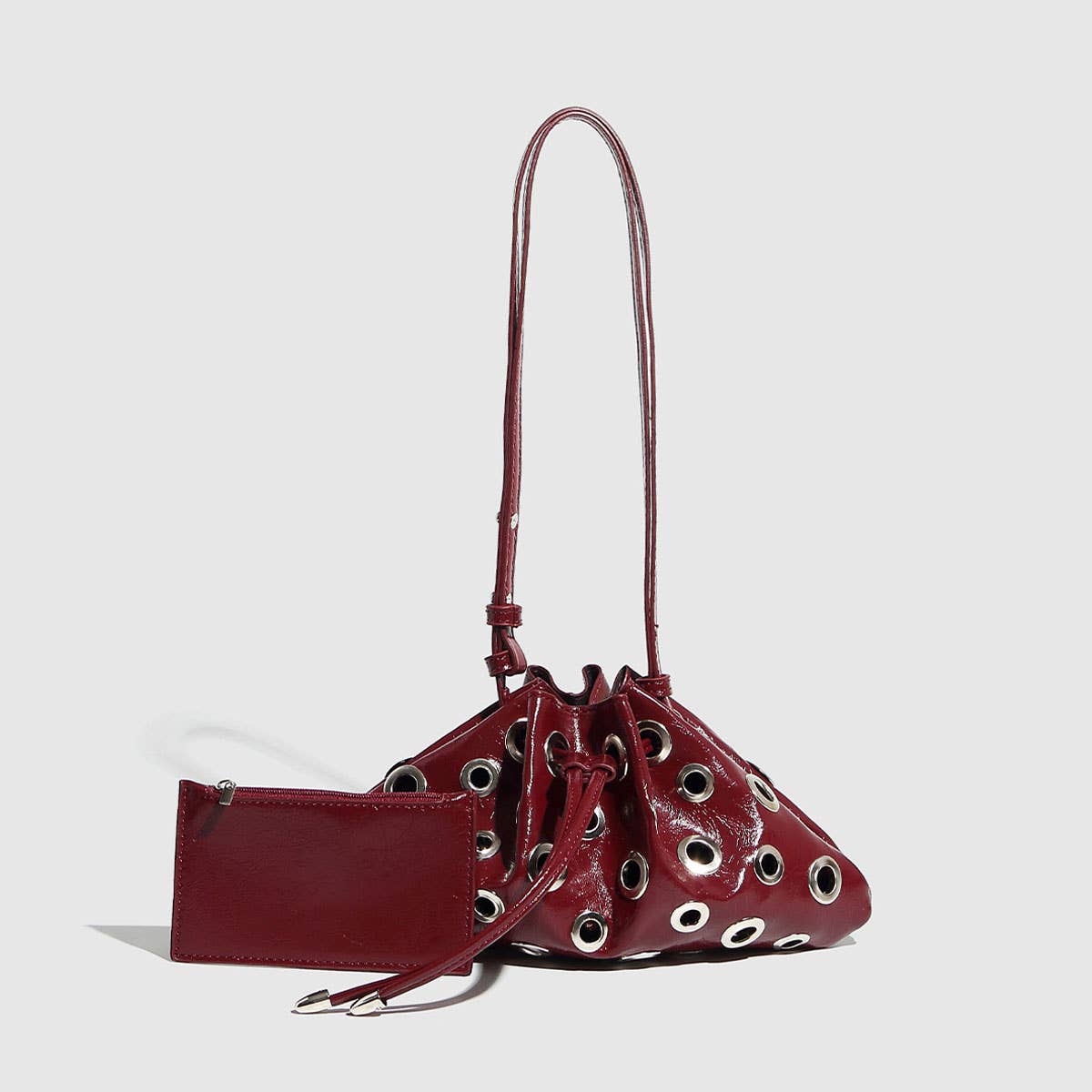 Metal Eyelet Bucket Bag with Rivets for Women_CWAB5682