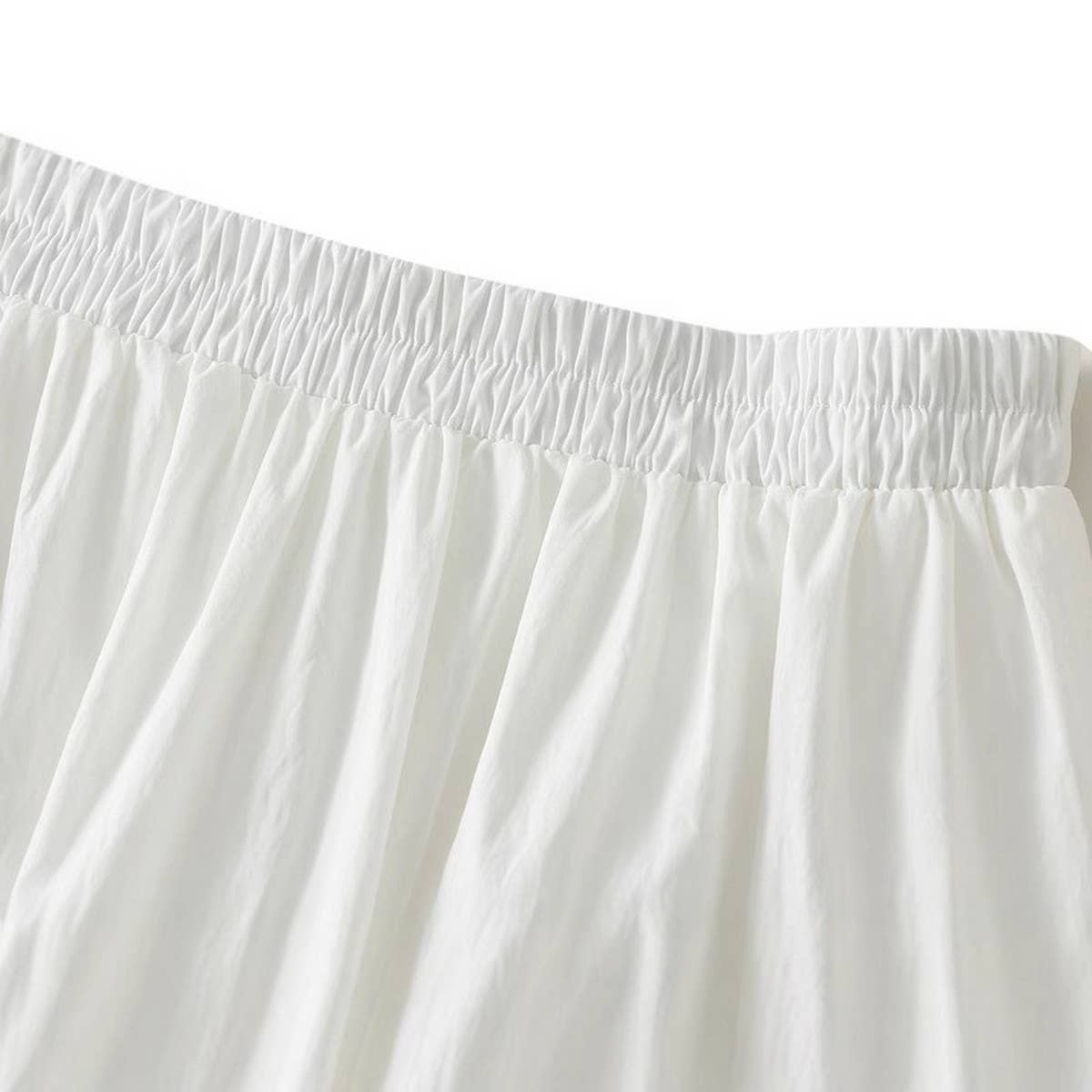 Ruffle Trim Paneled A-Line Flowing Midi Skirt