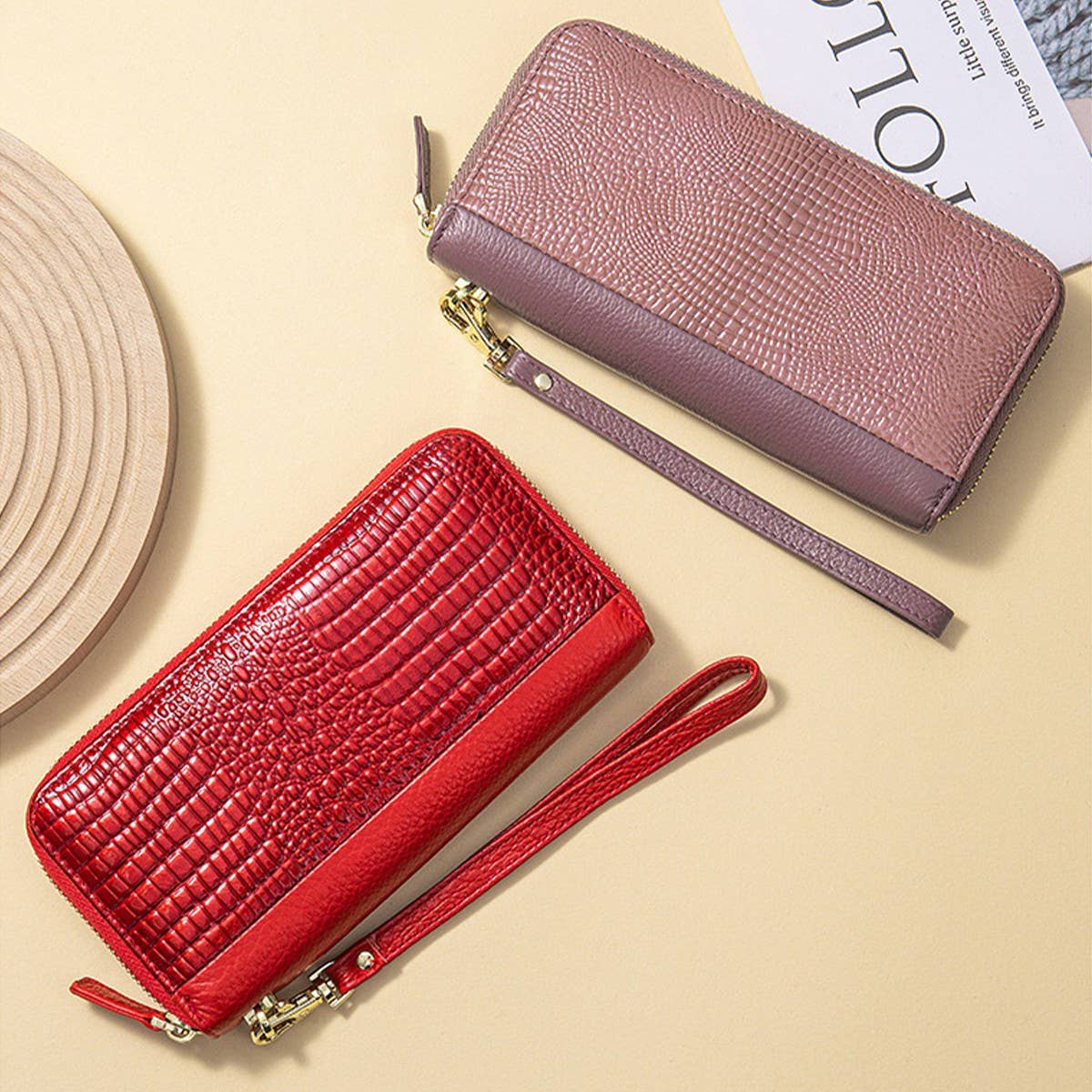 Women¡¯s Croc Leather Long Wallet ? Large Clutch_CUAB00402