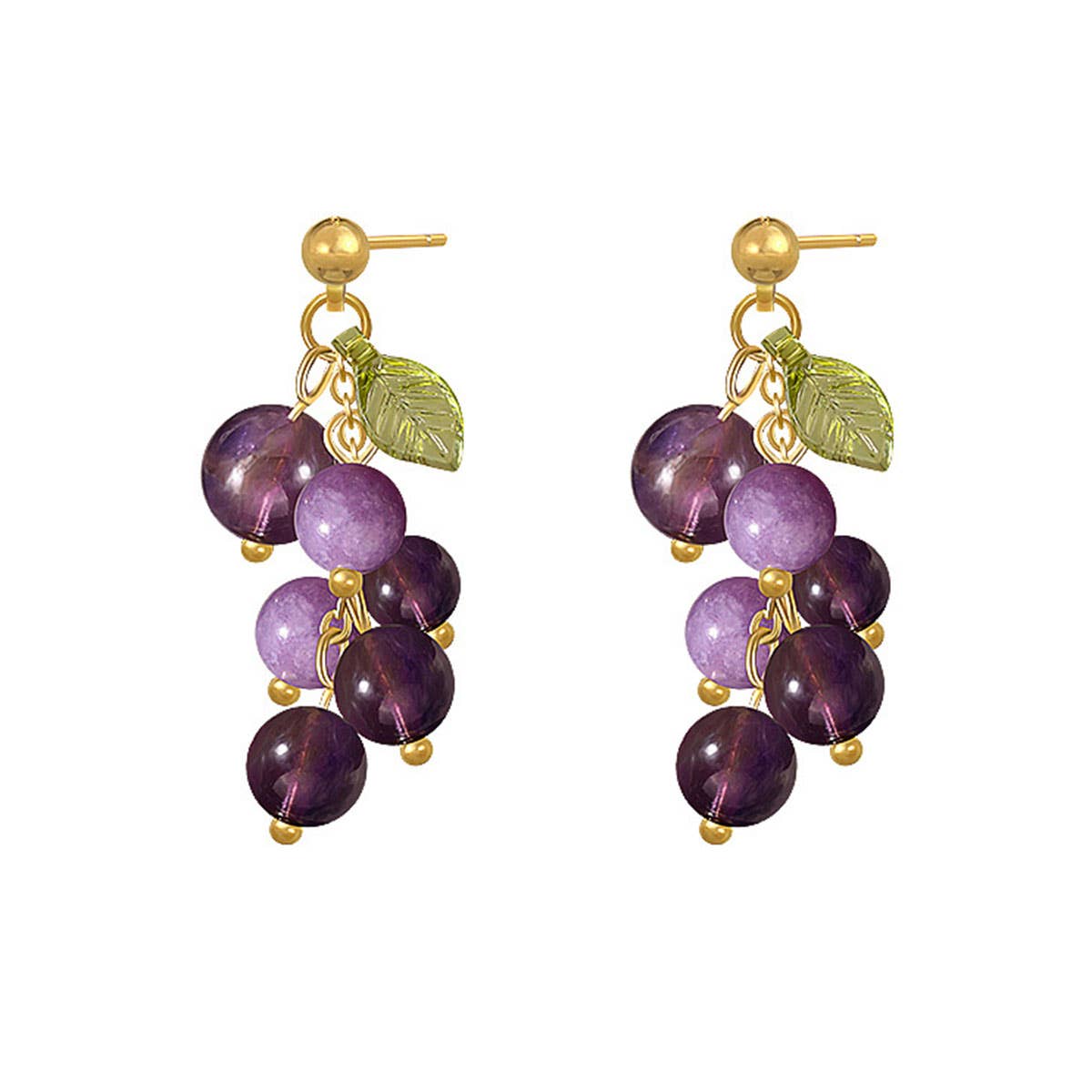 Forest-themed grape design ear studs