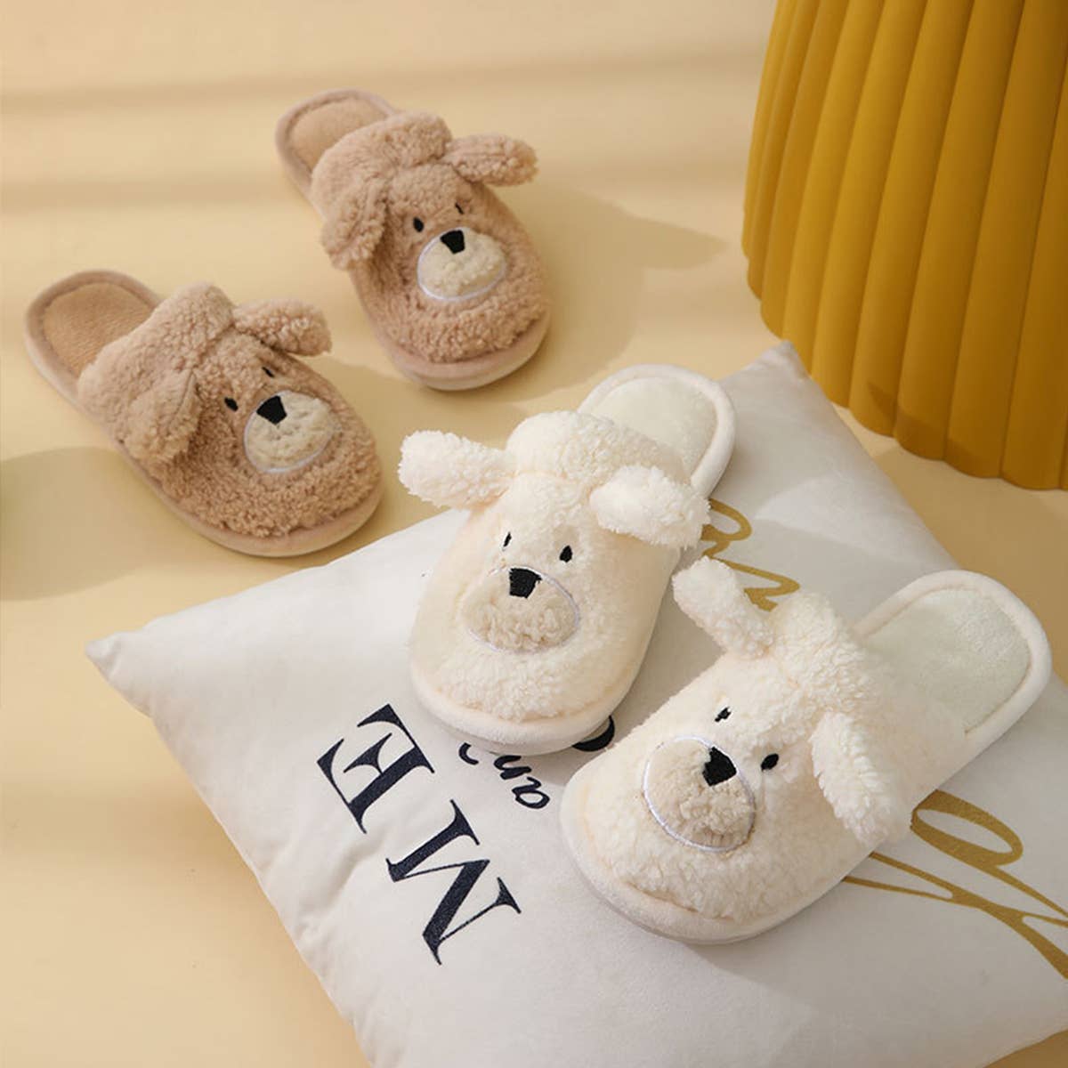 WOMEN CARTOON WARM BEAR COTTON SLIPPERS