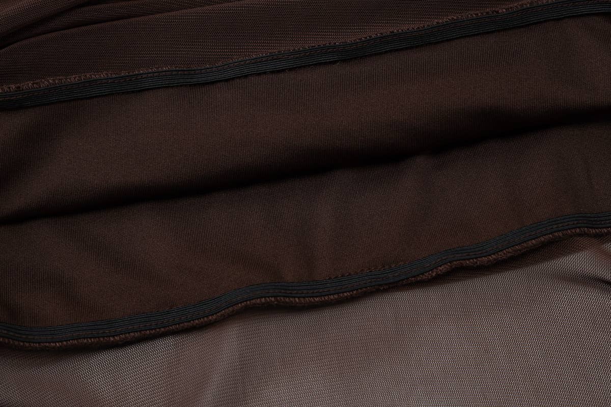 A strapless pleated patchwork gauze dress