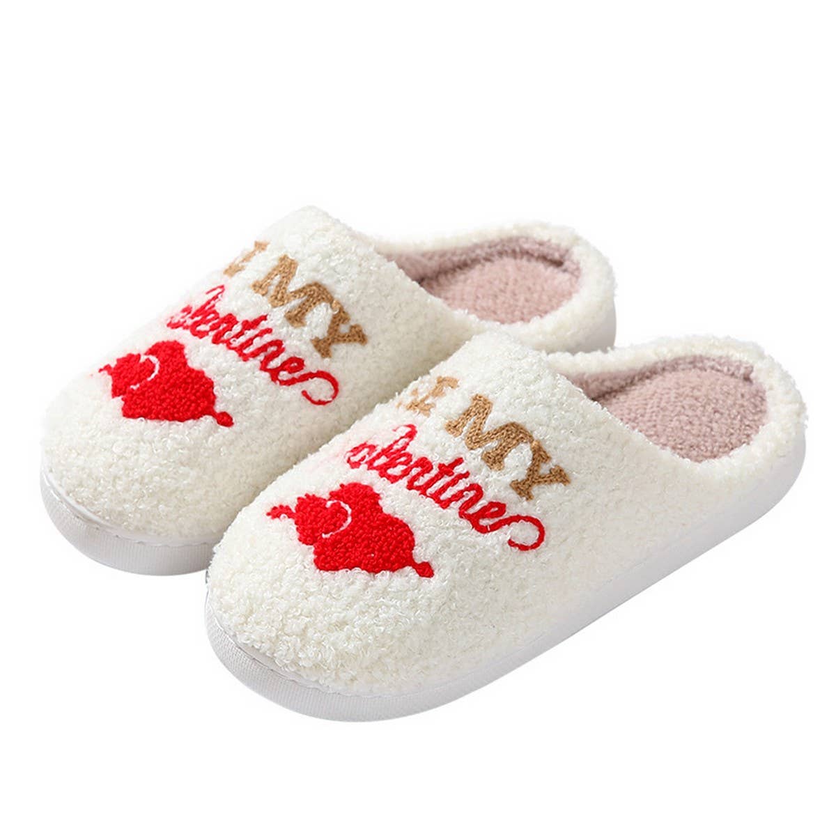 VALENTINE'S DAY LOVE COTTON FUZZY SLIPPERS WOMEN