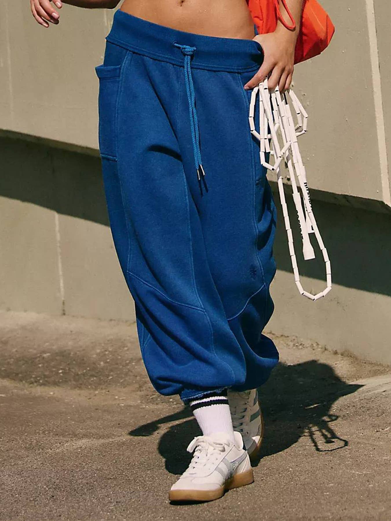 Spliced sports elastic waist guard pants