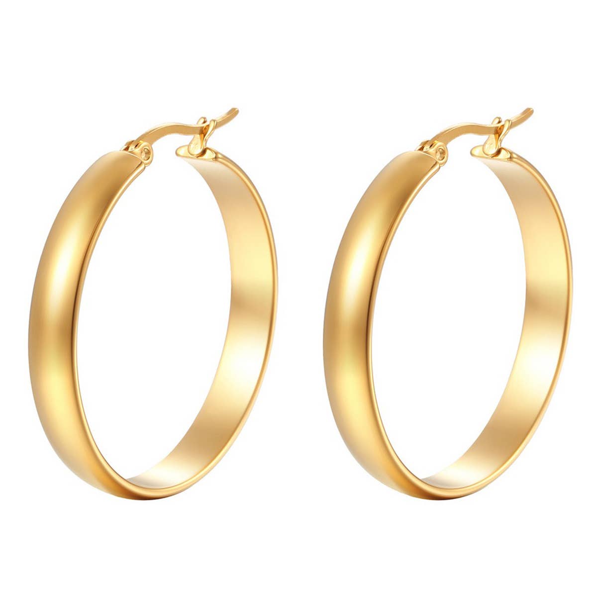 PLATED POST LIGHTWEIGHT HOOP EARRINGS_CWAJE0563