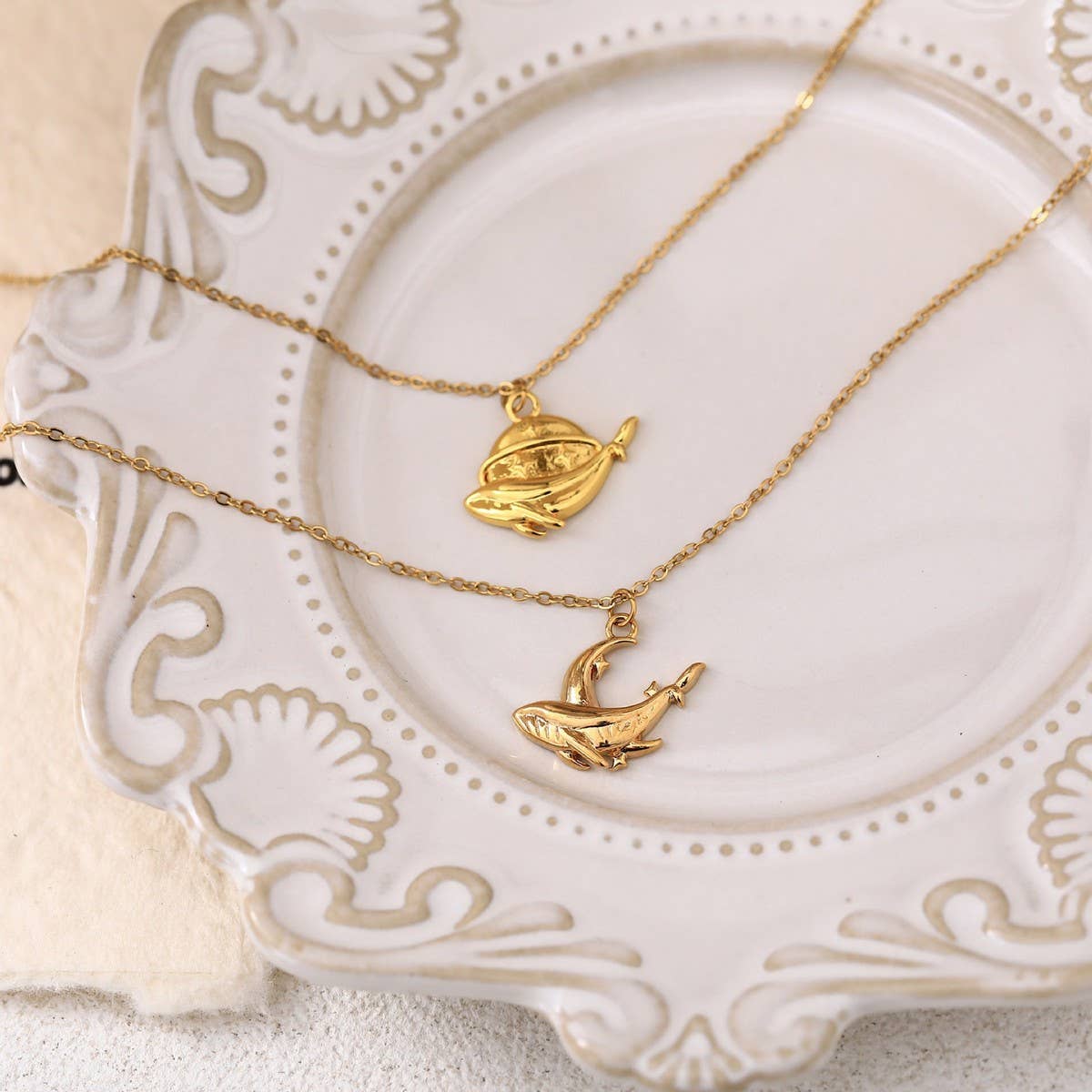 Stainless Steel Fashion Sun Moon Whale Necklace_CWMM5663