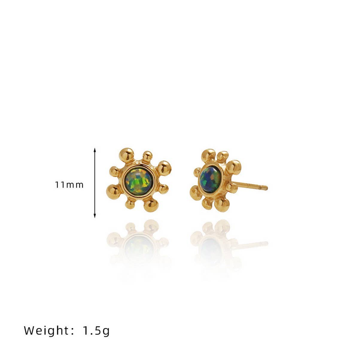 Opal Sunflower Stud Earrings Gold Electroplated_CWAJE5101