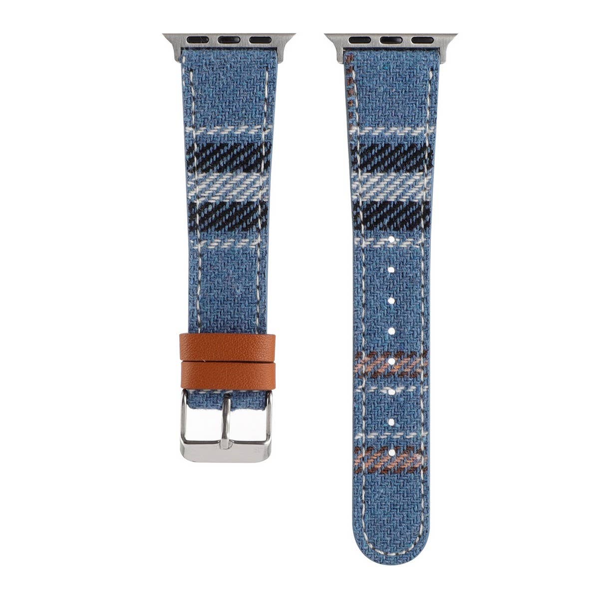 IWATCH8-1 PLUSH CHECKERED LEATHER STRAP