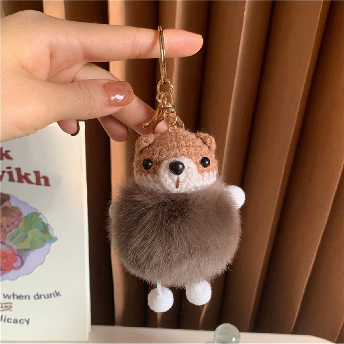 CUTE SMALL WOOL PLUSH BAG PENDANT CAR KEYCHAIN