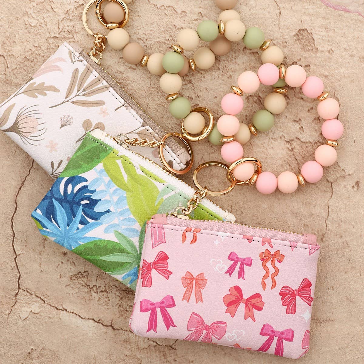 Leather Card Coin Purse Wristlet Keychain Bag_CUAB00435