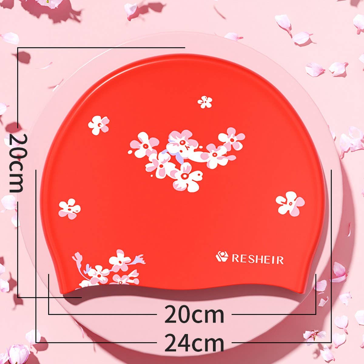 XL Printed Silicone Swim Cap for Women Adults_CWMM6706