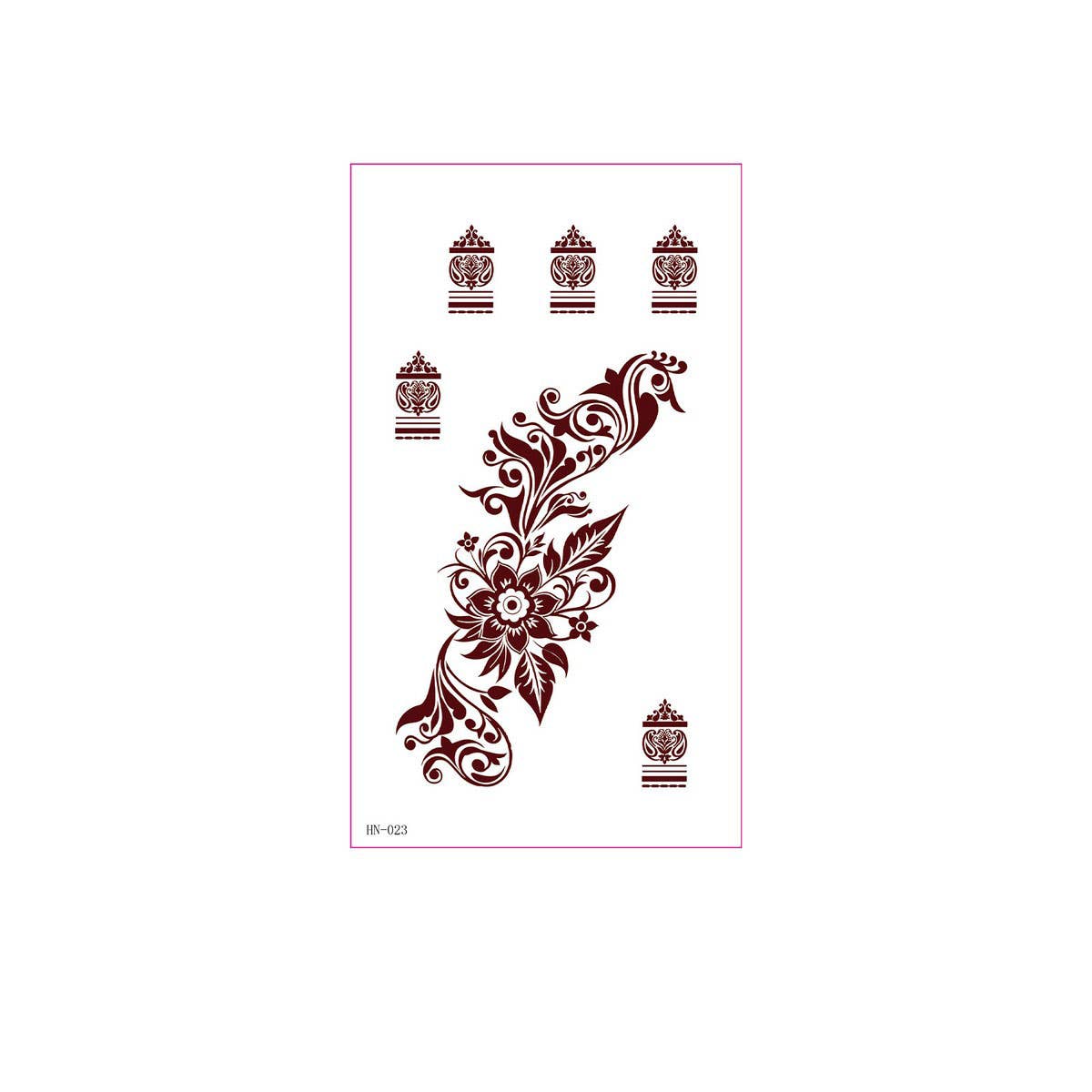 Brown Red Henna Style Tattoo Stickers Waterproof_CWMM8344