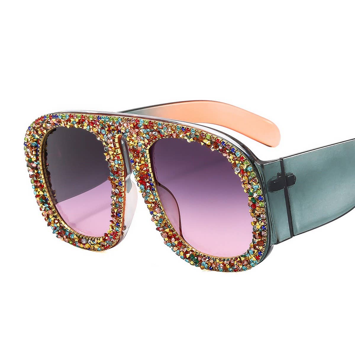 LUXURY DIAMOND-STUDDED LARGE FRAME SUNGLASSES