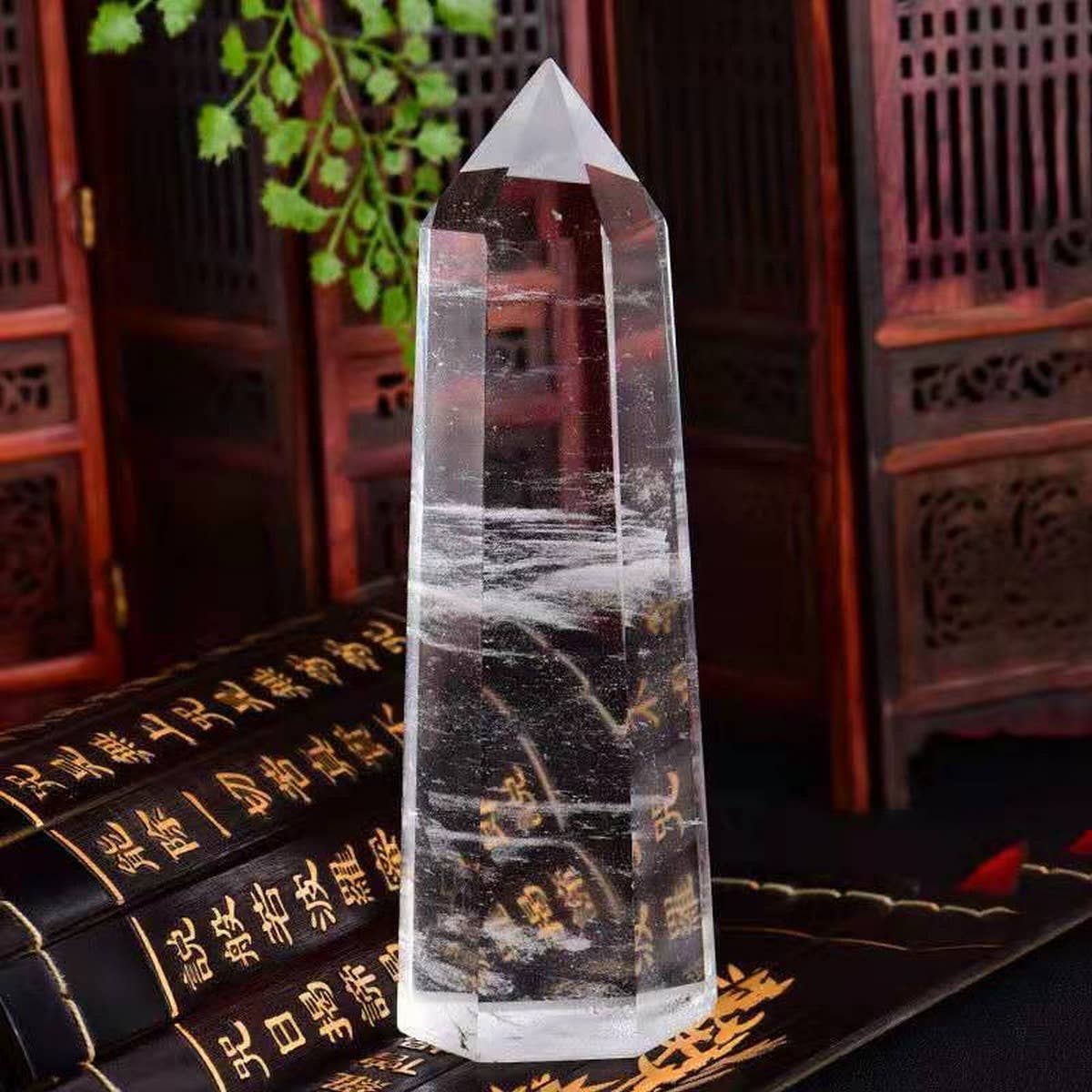 Clear Quartz Crystal Point Hex Tower