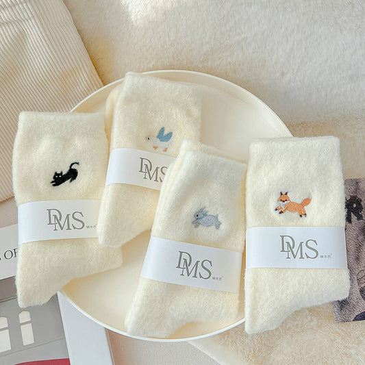 SOLID COLOR EMBROIDERED CARTOON THICK WARM SOCKS_CWMS0874