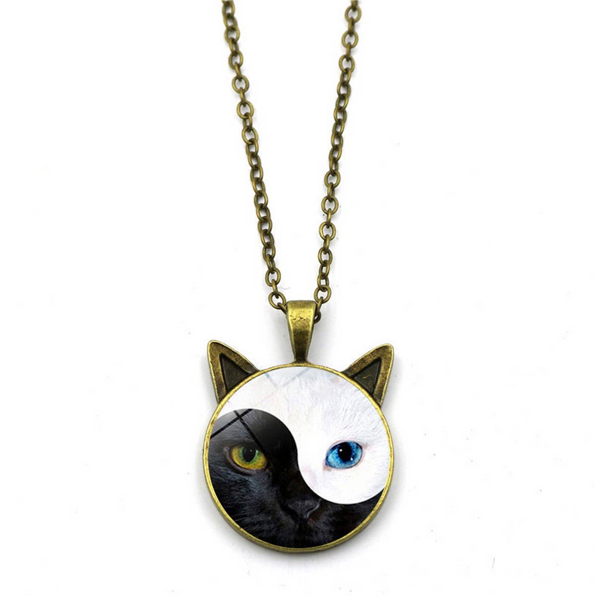 YINYANG TAI CHI CAT TIME GEM NECKLACE_CWAJE0706