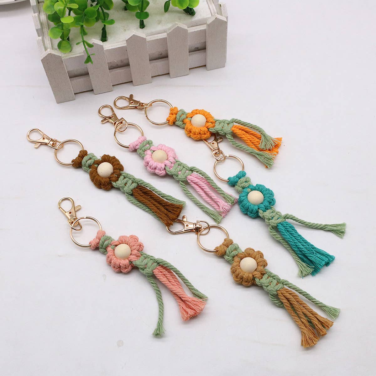 HAND-WOVEN FLOWER KEYCHAIN