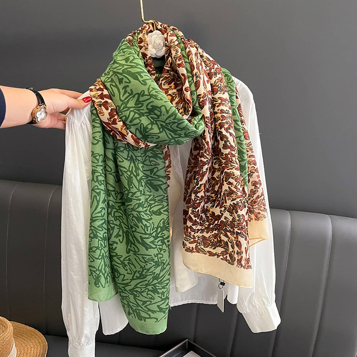 Plaid Cotton Linen Scarf ??Lightweight Wrap Shawl_CWASC0595