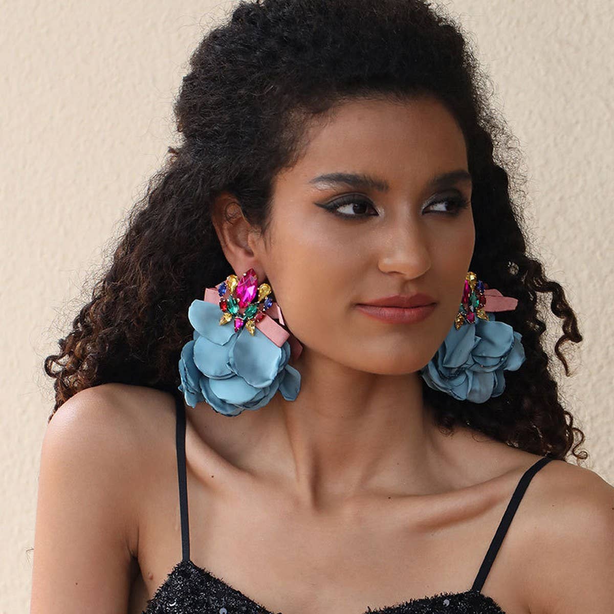 Handmade Fabric Flower Earrings ? Bold Drop Design