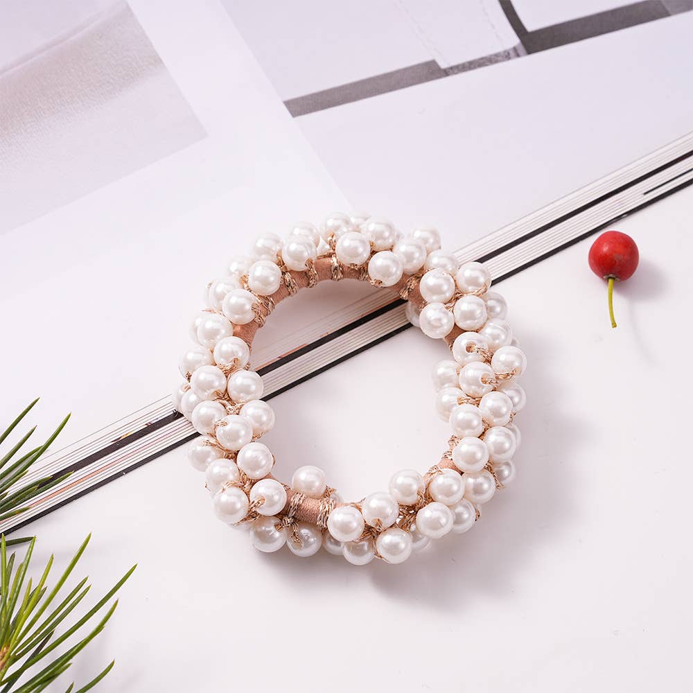 PEARL HAIR TIES SCRUNCHIE STRETCH HAIR ROPE_CWAHA0130