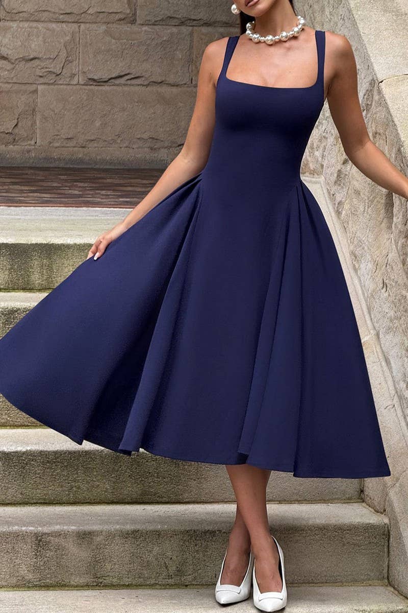 CWDHL0878_SUMMER FRENCH STYLE ELEGANT SUSPENDER DRESS