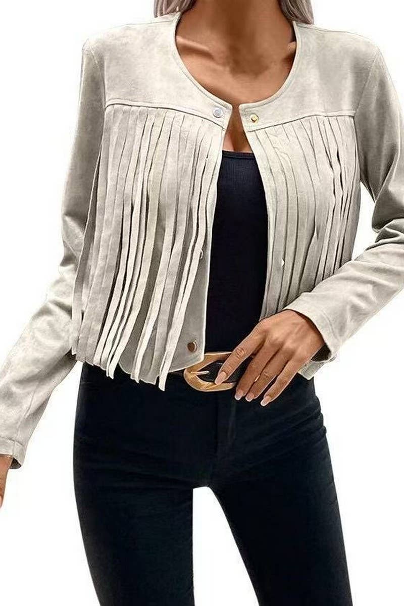 CWOCAL2299_AUTUMN AND WINTER SOLID COLOR TASSEL CARDIGAN