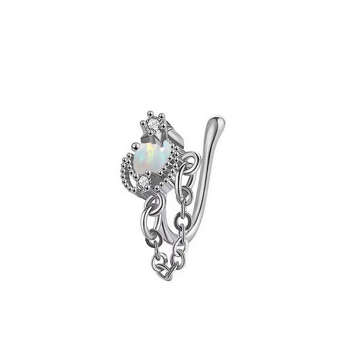 Zircon U-Shaped Clip-On Nose Ring No Piercing_CWMM9511