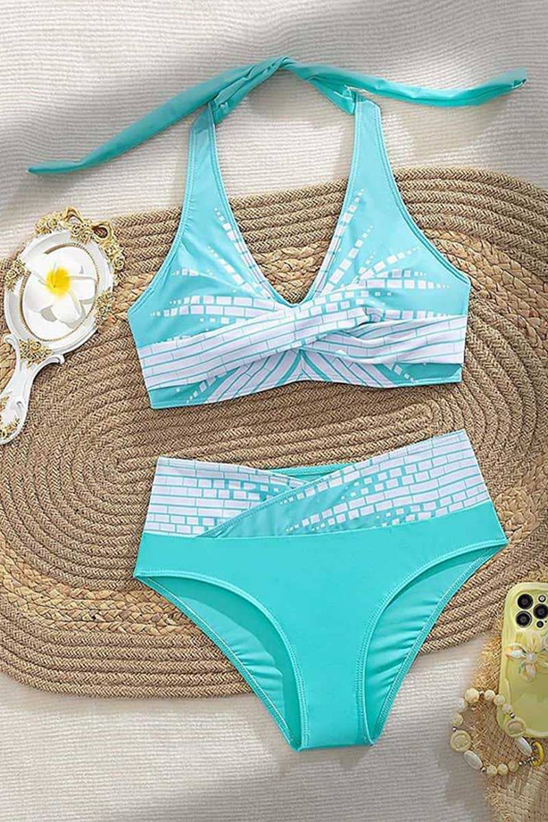 CWMW0843_CASUAL TWO-PIECE CONSERVATIVE SPORTS SWIMSUIT