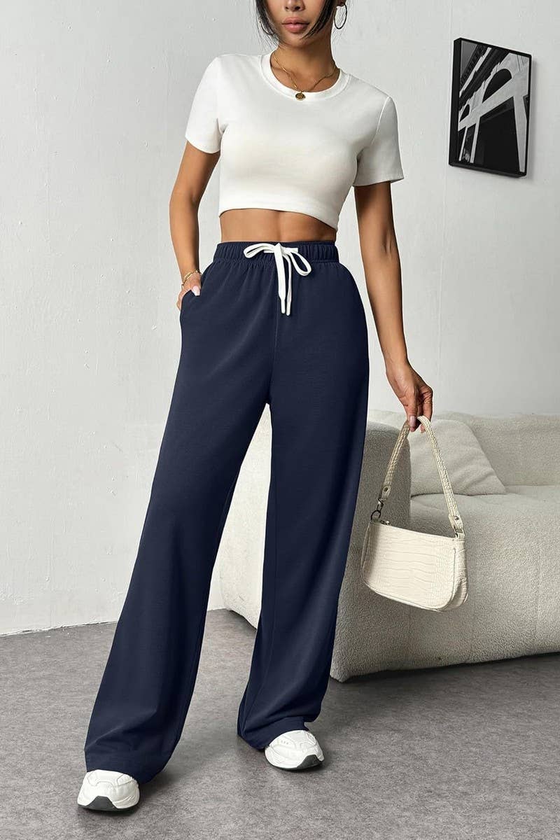 CWBLP1859_HIGH-RISE DRAWSTRING LOOSE WIDE-LEG SWEATPANTS