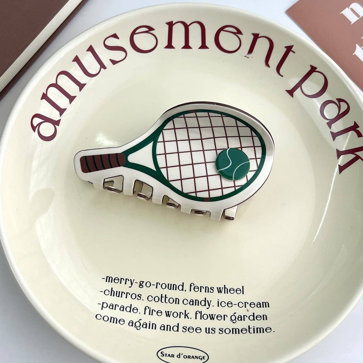 Tennis Racket Hair Claw, Creative Acetate Bun Clip