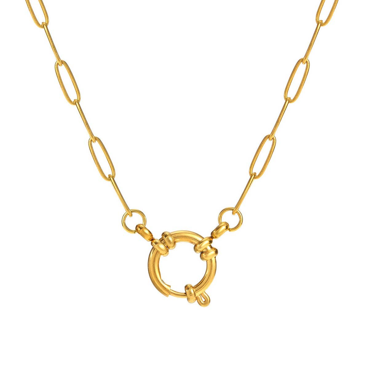 Basic loose chain heart round necklace_CWMM5711
