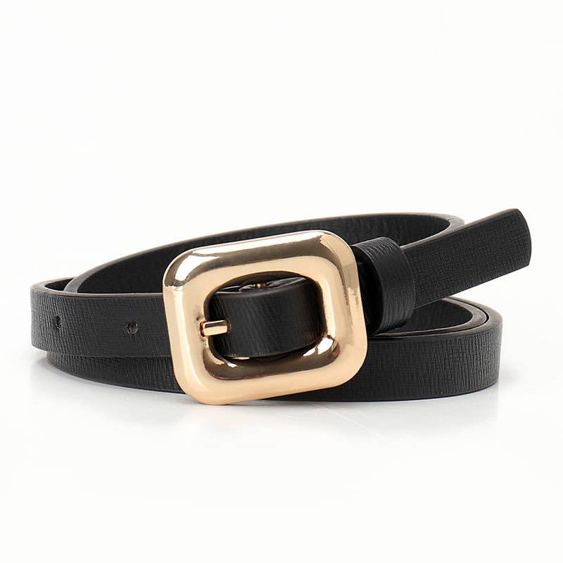 Simple alloy square buckle women's belt