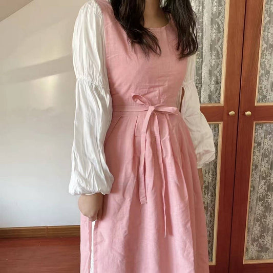 BAMBOO KNOTTED COTTON FULL BODY CAFE FLORAL APRON_CWMM5840