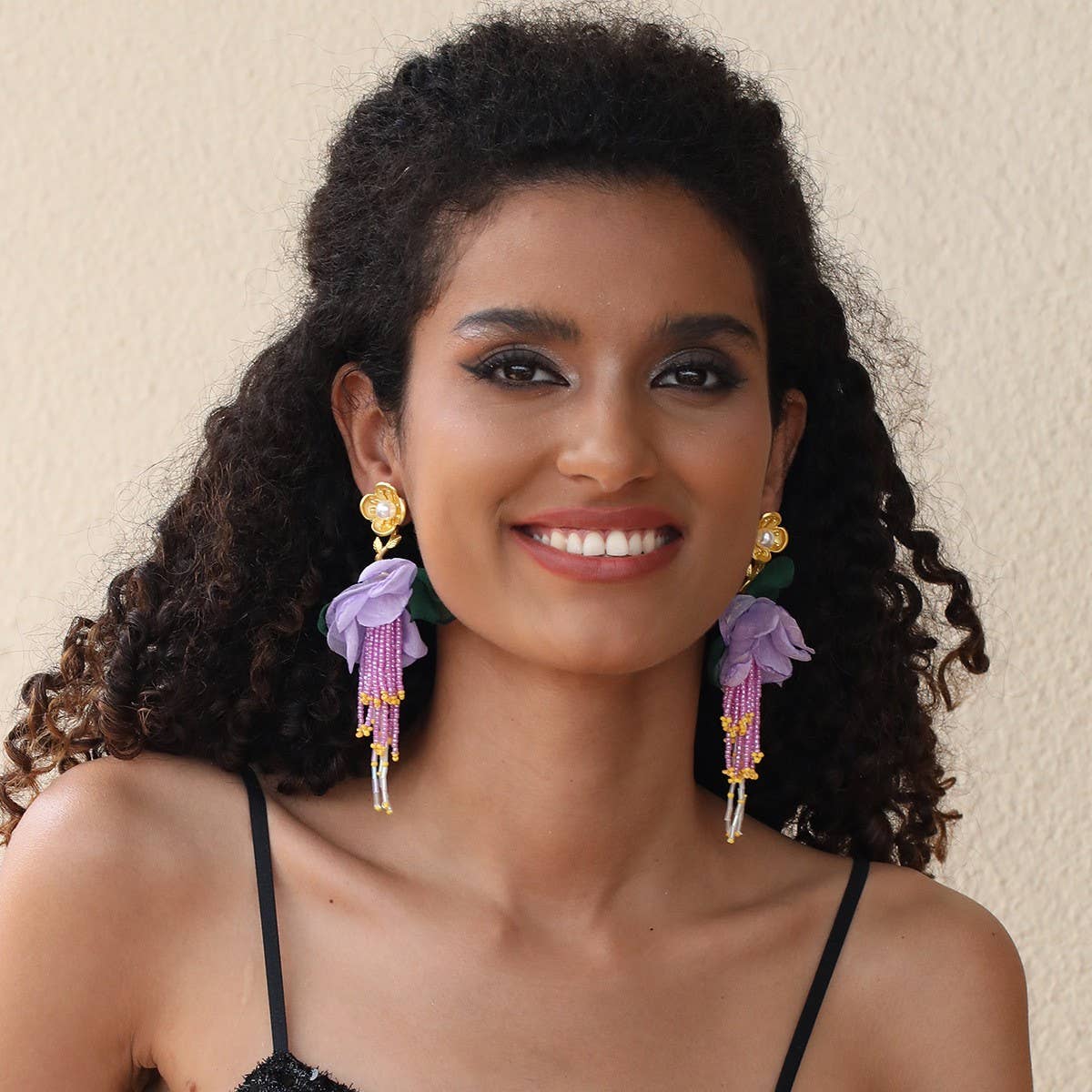 Boho Floral Tassel Earrings ??Gold Plated Design_CWMM6193