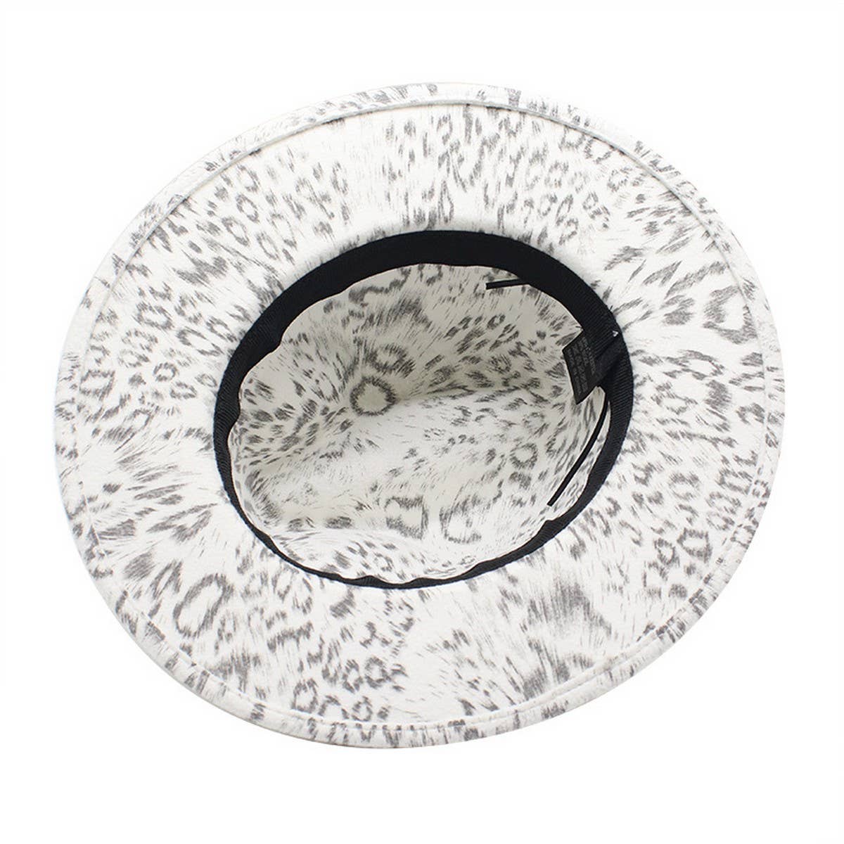 WOOL HAT LEOPARD PRINT HAT WHITE FLAT BRIM JAZZ HAT_CWAH2541