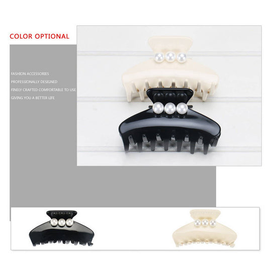 ACETATE SHARK CLIP PEARL HAIR ACCESSORY HAIRPIN_CWAHA4267