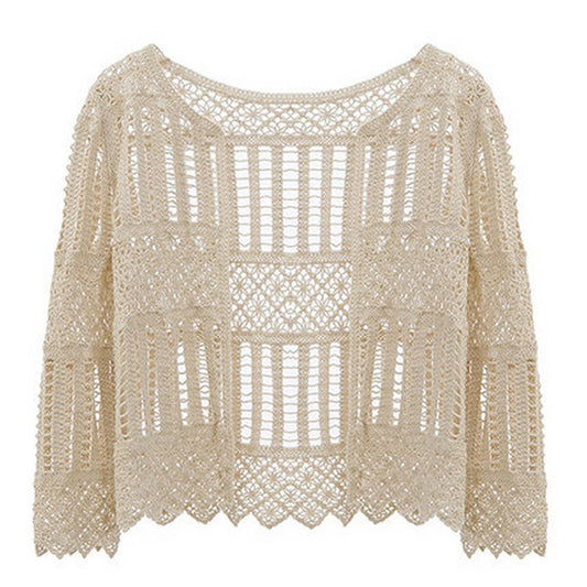 CARDIGAN LACE BEACH SWIMSUIT HOLLOW COVER UP_CWMW0683