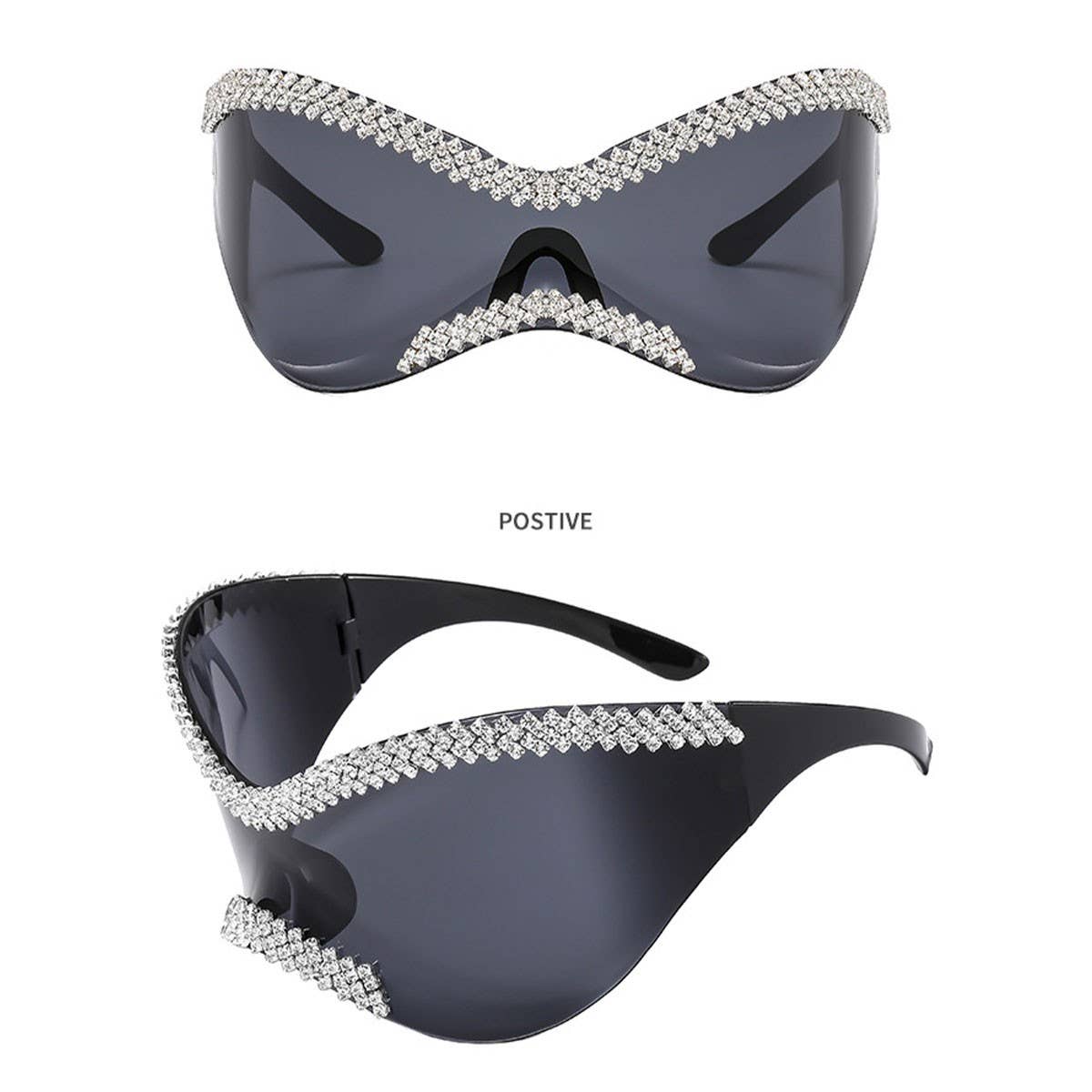 LUXURY RHINESTONE LARGE FRAME CYCLING SUNGLASSES